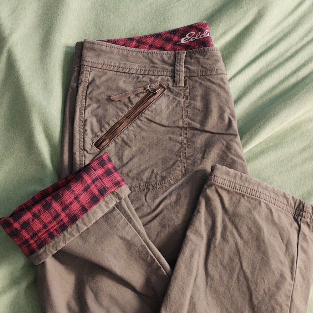 Eddie Bauer olive green flannel pants